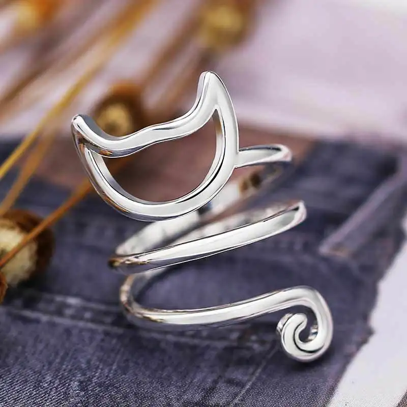 

New style winding glossy cute cat ring fashion lady exquisite cat personality creative ring lady party jewelry