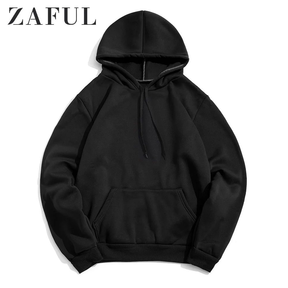 Толстовки с капюшоном ZAFUL мужские одноцветные толстовки карманами повседневные