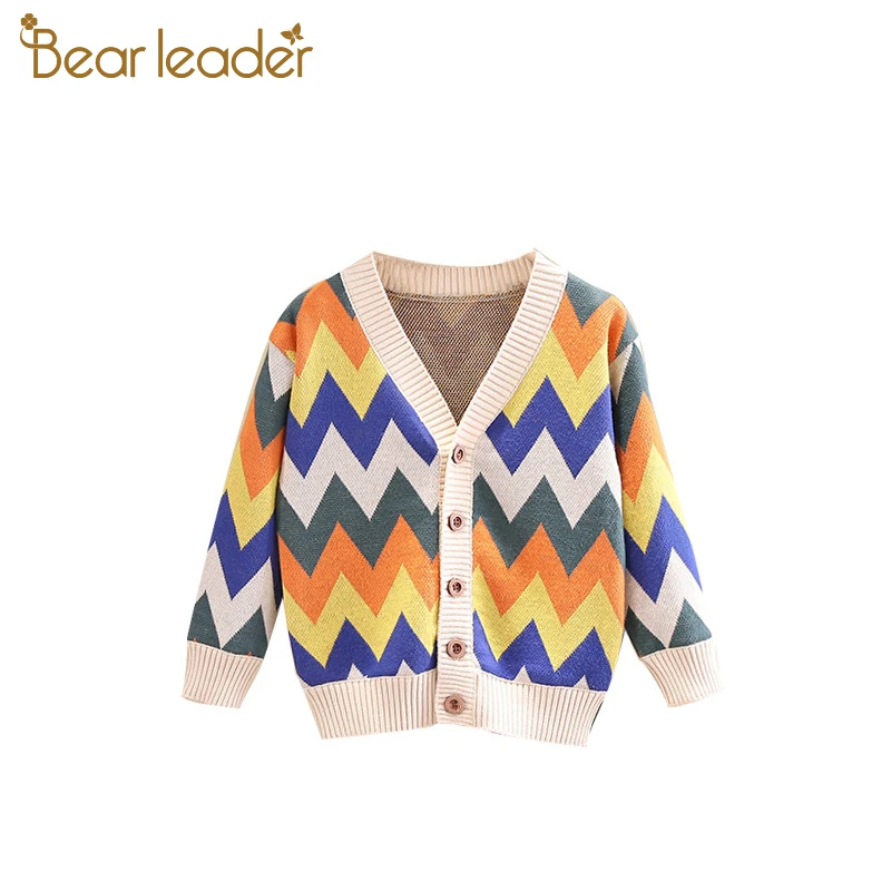 

Bear Leader Girls Colorful Striped Sweaters 2021 New Autumn Kids Girl Knited Soft Clothes Baby Casual Cardigan Suits 2 6 Years