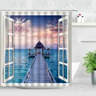 Креативные занавески для душа с изображением Морского Пейзажа, шторы для душа с изображением заката, пляжа, Современный домашний декор, водонепроницаемые занавески для ванной комнаты