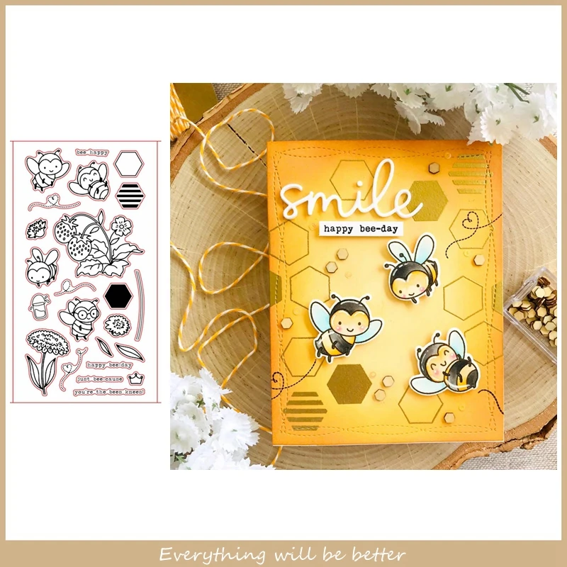 

Cute Bee Flower Strawberry Leaves Flower Heart Sentence Words Alphabet Letter Clear Silicone Stamps Make Cards Scrapbook Craft