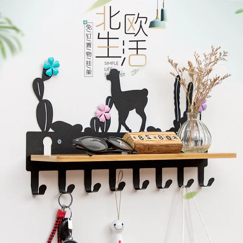 Железная бамбуковая настенная стандартная стойка крючок для ключей полка ванной