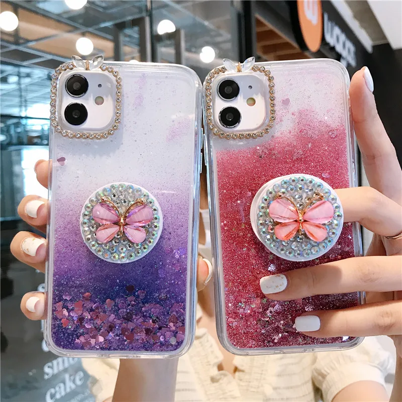

Liquid Quicksand Bling Glitter Phone Case For iPhone 12 11 Pro Max XS XR 8 7 Plus SE 2020 Water Shine Silicon Cover iPhone 11 12