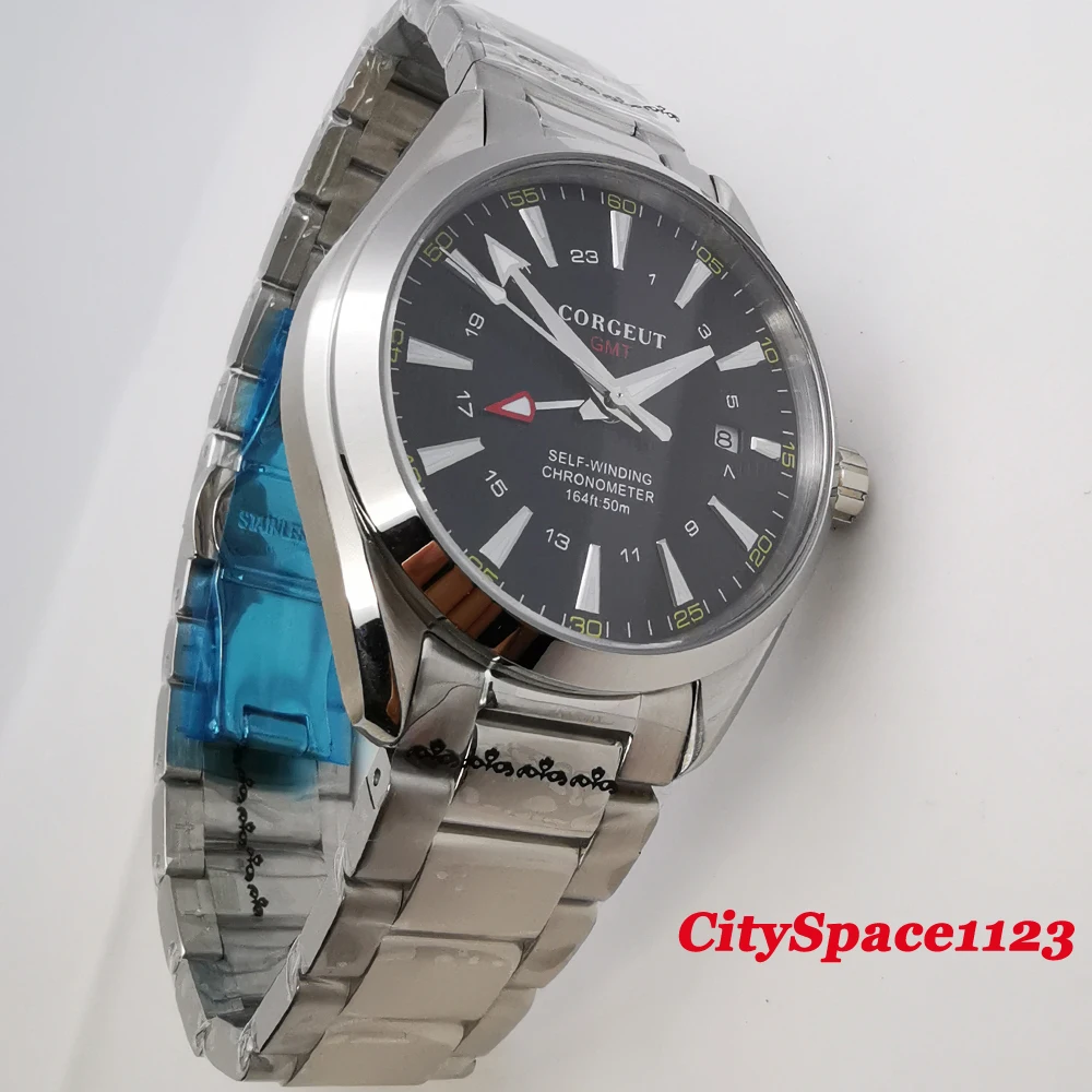 41 мм черный циферблат из нержавеющей стали GMT автоматический ход Мужские t