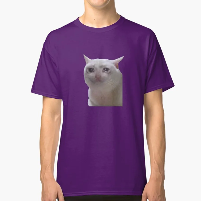 Фиолетовый Sad Cat Meme футболка sad cat meme плачет Кот meme смешной Кот Meme instagram - Цвет: Фиолетовый