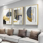 Скандинавский золотой абстрактный геометрический рисунок на холсте, абстрактные Плакаты для гостиной, современные контрастные плакаты Dec