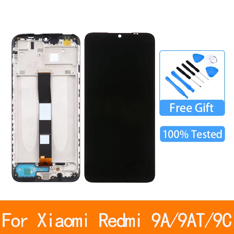 

ЖК-дисплей с рамкой для Xiaomi Redmi 9A, 9AT, 9I, сенсорная панель, дигитайзер для Redmi 9C, M2006C3LG, LI LC, L, MG, MT, MNG, ЖК-дисплей