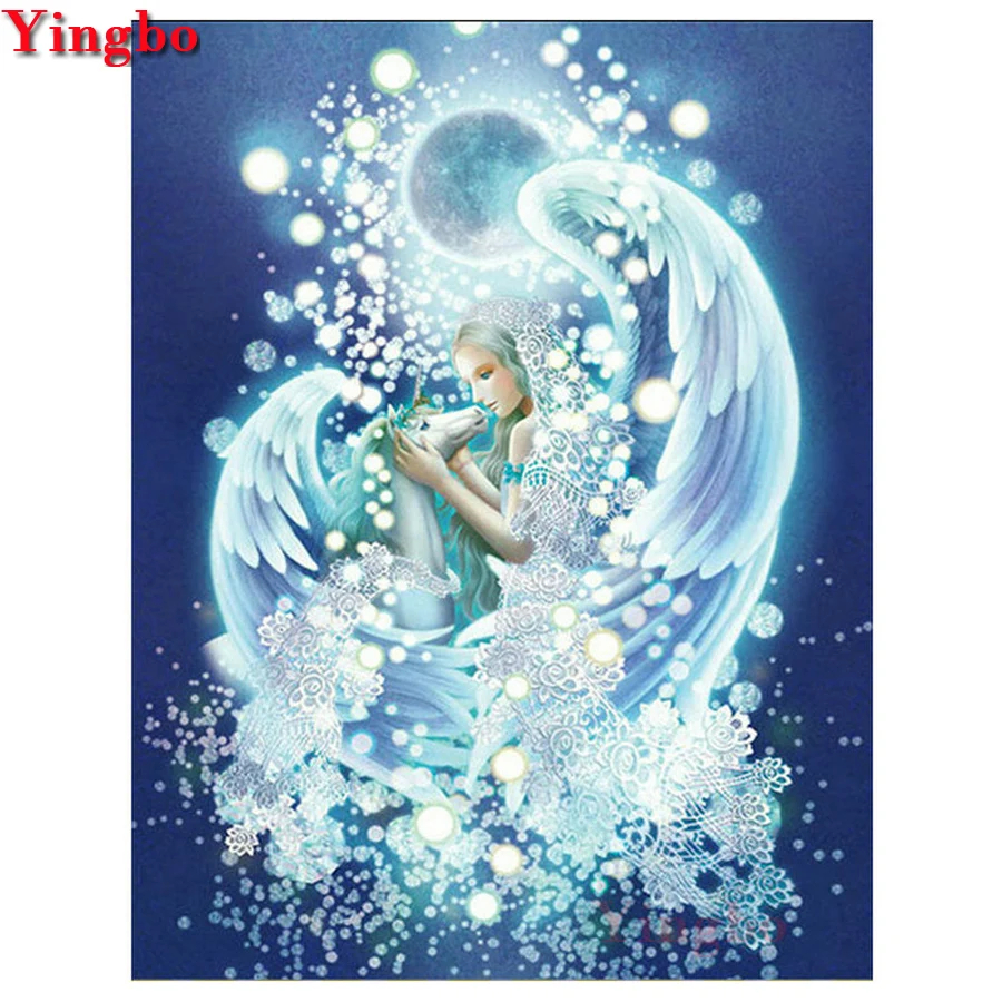 Алмазная живопись сделай сам единорог ангел полная квадратная/круглая мозаика