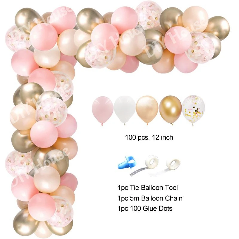 

1Set Macaron Pink Theme Balloon Arch Confetti Balls Wedding Party Decor Baby Shower Gender Reveal Girl Birthday Gifts Supplies