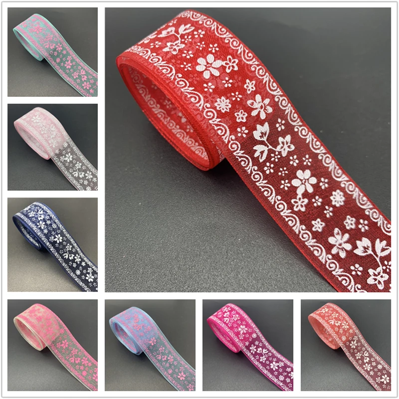 5 ярдов 25 мм Красочные ленты из органзы печатные цветочные для банта Свадебные
