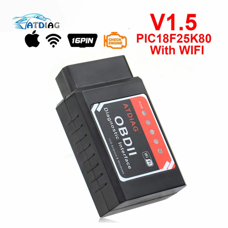 Новейший универсальный OBD2 WIFI ELM327 V1.5 сканер для iPhone IOS/Android АВТО OBDII