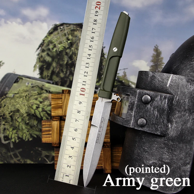 Army green(pointed) Экстрима соотношение EDC тактический нож D2 охотничий нож ножи для выживания Фиксированное Лезвие Открытый инструмент Острый Дайвинг Нож для, кемпинга, езды - Цвет: Army green(pointed)