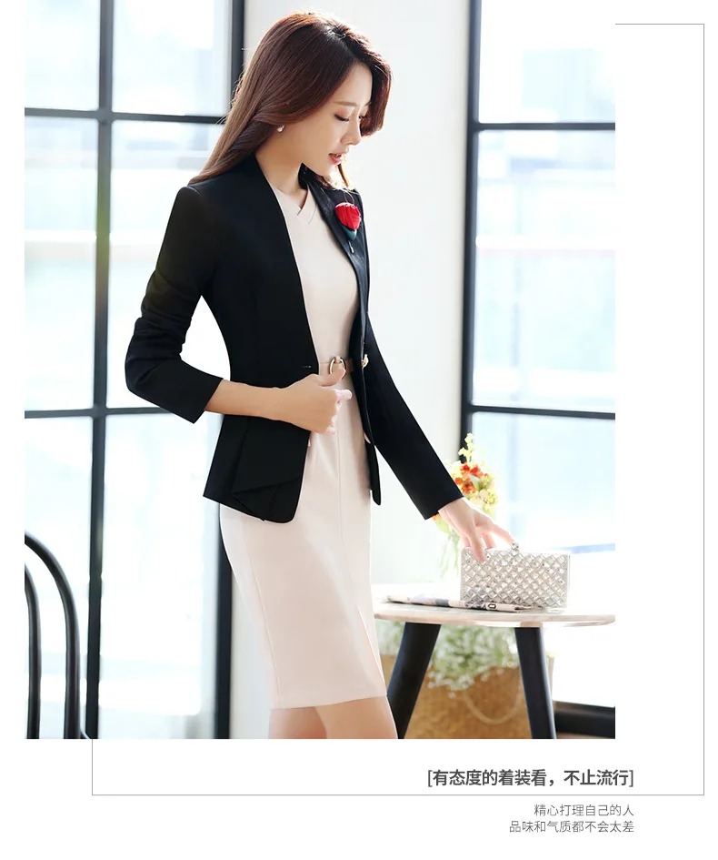 Plus Size Women Business Dress Suit Office Outfit Formal Jacket with Knee Length Dress Womens Two-piece Suits 2 Piece Set 5XL