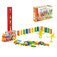 kids domino train car set with sound light laying domino brick colorful dominoes blocks game educational diy toy gift