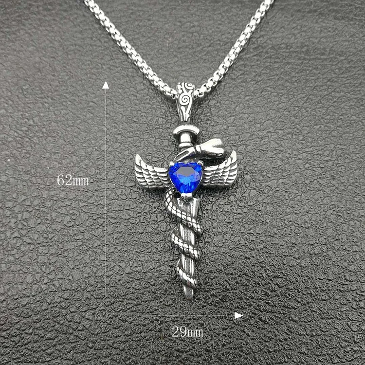

Retro Titanium Steel Cross Zircon Pendant Necklace Colorfast Necklace Personality Men's Punk Party Jewelry Men's Necklace