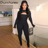 sexy bodycon fitness 3 piece set crop top tank pants black knitted tracksuit black fall winter womans clothes casual match 2021