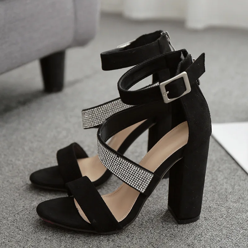 

LEMAI Women's Stiletto Sandals Rhinestone Color Matching Temperament Fashion Super High Heels Shoes Large Size Sandals for Women