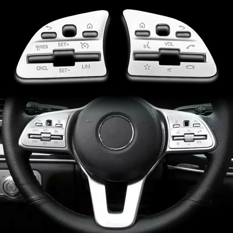 

Автомобильная Левая кнопка рулевого колеса, наклейка на крышку рулевого колеса для Mercedes Benz a B C E Class GLE GLS GLB W177 W205 W213 2020 +