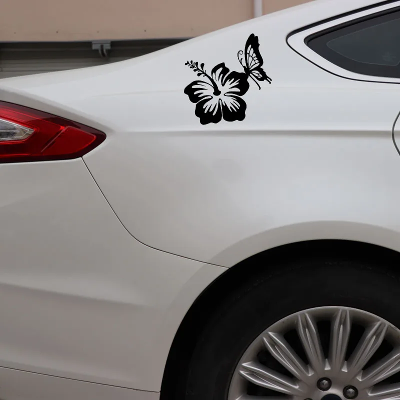 Оригинальные автомобильные наклейки Volkrays гавайский гибискус цветок Бабочка