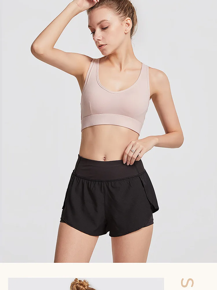 Double Layer Yoga Shorts for Women Summer Keep Fit Running Anti-Exposure Short Pants Solid Athletic Workout | Спорт и развлечения