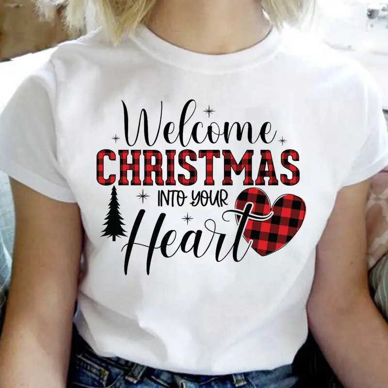 

Милая Рождественская футболка для фестиваля 2022, праздничная Женская модная футболка с мультяшным графическим рисунком, женская футболка с ...