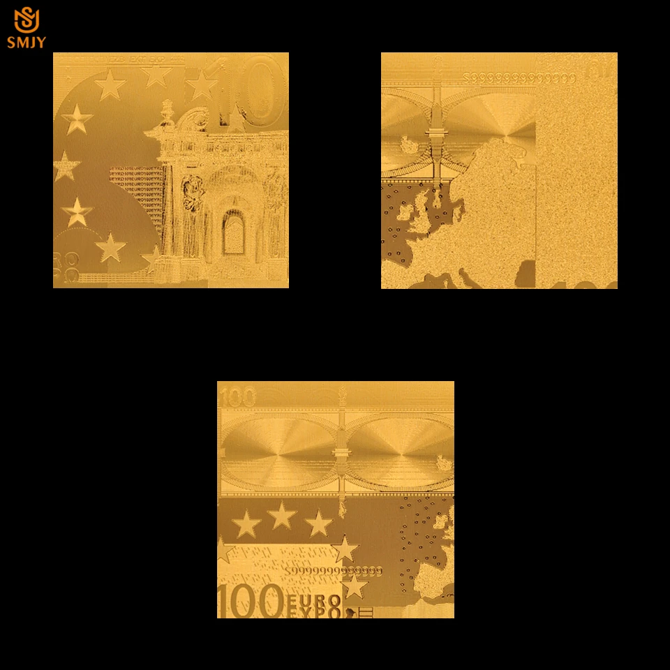 10 шт./лот набор европейских позолоченных банкнот 100 евро Золотая фольга для копия