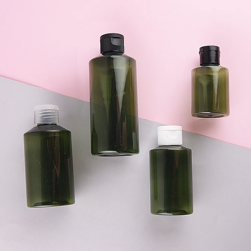 Лидер продаж недорогая дорожная бутылка 5 шт. 50 мл 100 150 200 зеленая с открытым
