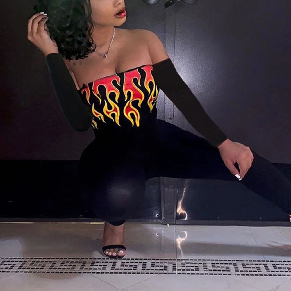 Женские Сексуальные облегающие комбинезоны с открытыми плечами и длинным