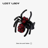 lost lady punk red zircon spider big opening ring men hip hop adjustable jewelry vintage statement rings for women couple party