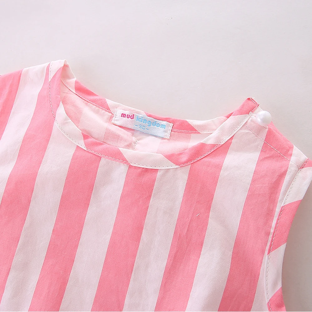 

Mudkingdom Toddler Girls Dresses Striped Polka Dot Ruffle Sleeveless Vest Dresses for Little Girl Summer Clothes Kids Clothing
