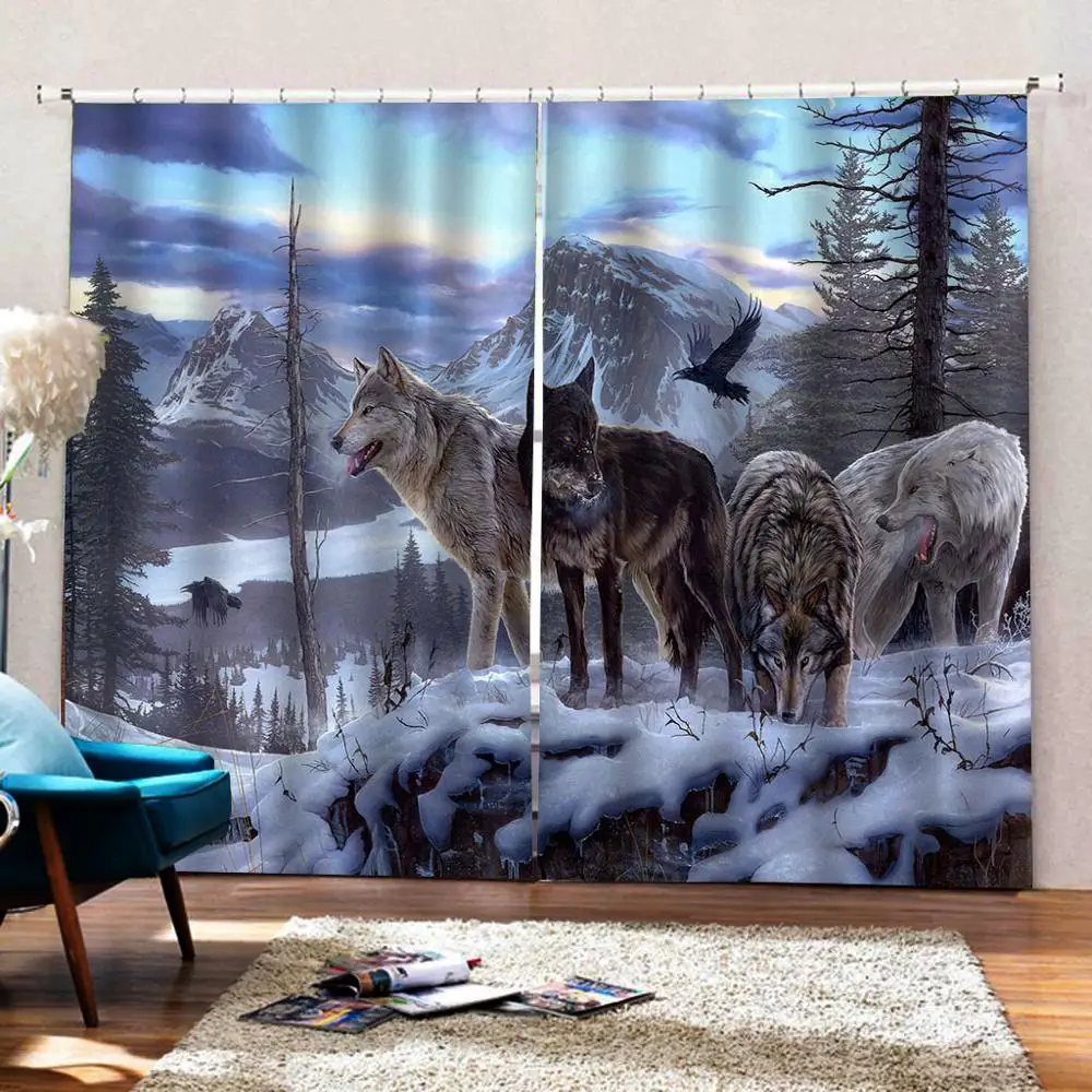 Snow curtains winter scenery curtain 3D Curtain Luxury Blackout Window Living Room blackout | Дом и сад