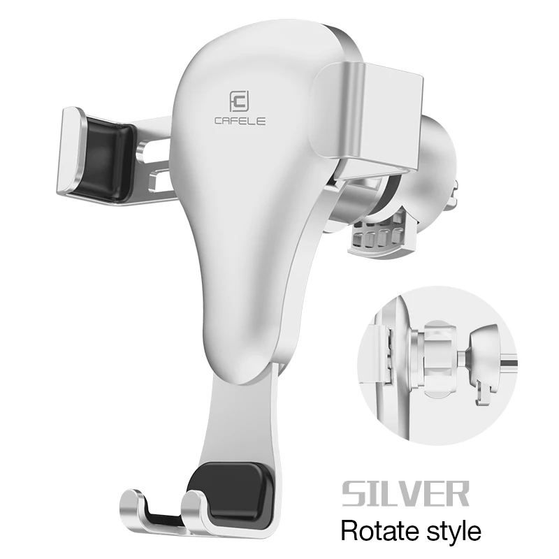 Silver Rotate style CAFELE гравитационный реакционный Автомобильный держатель для мобильного телефона с зажимом, автомобильный держатель для iPhone, samsung, huawei, xiaomi - Цвет: Silver Rotate style