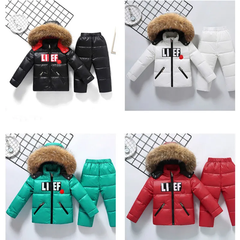 Детский зимний комбинезон на утином пуху с капюшоном до-30 градусов + штаны | Мать и