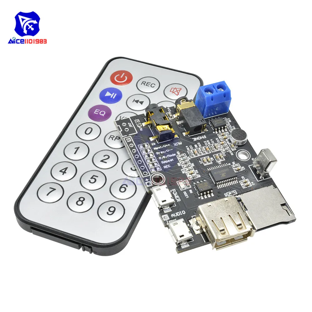 Плата усилителя diymore MP3 WMA WAV декодер с Micro USB 5 В 2 Вт карта TF U диск аудио AUX ИК пультом