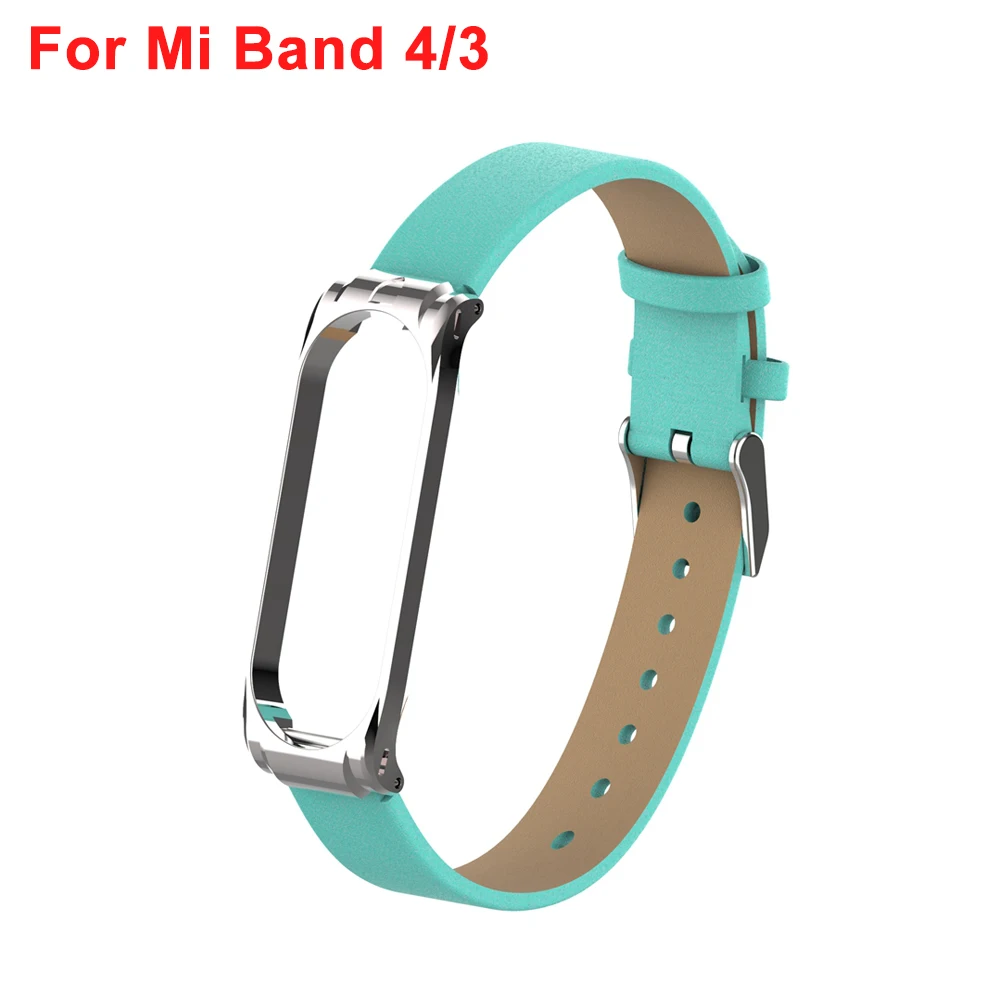 Ti Blue For Band 4 Yuedaer для Xiaomi mi Band 3 4 фитнес-трекер цветной кожаный mi Band 4 3 ремешок черный золотой чехол Модный браслет напульсники - Цвет: Ti Blue For Band 4