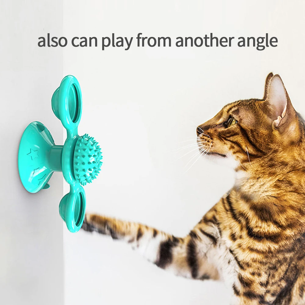 

Cat Toys Rotatable Windmill Toy with Catnip LED Ball Massage Scratch Hair Brush Interactive Puzzle Smart Training Toy pet toys