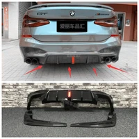 real carbon fiber car rear trunk bumper rear diffuser protector cover fits for bmw 6 series gt g32 2019 2022 with led light