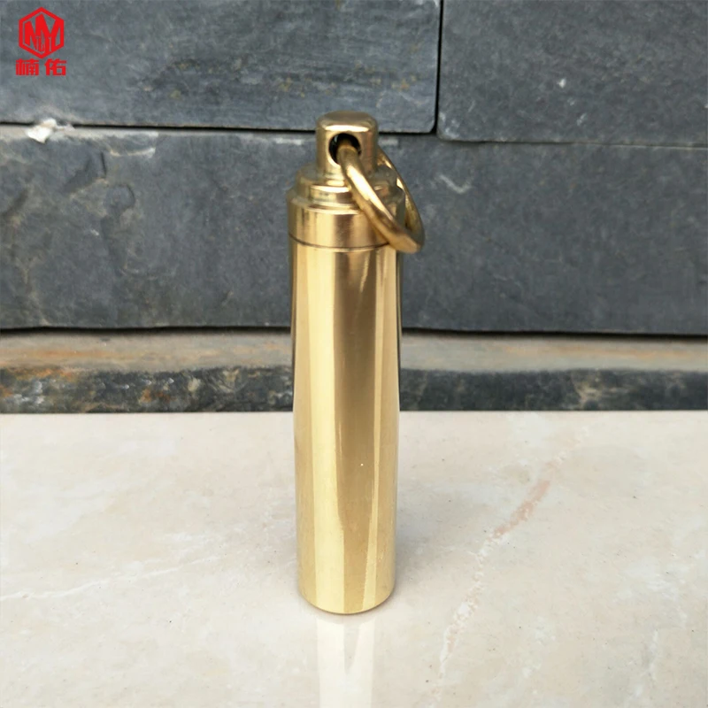 

1PCS Brass Waterproof Medicine Box Outdoor Portable Medicine Cartridge Camping Multifunctional First Aid medicine Bottle Medicin