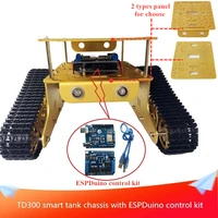 With ESPDuino Control Kit TD300 Double Layer Smart Tank Chassis Car with Lights DIY RC Toy for Arduino Free Source Code & Manual