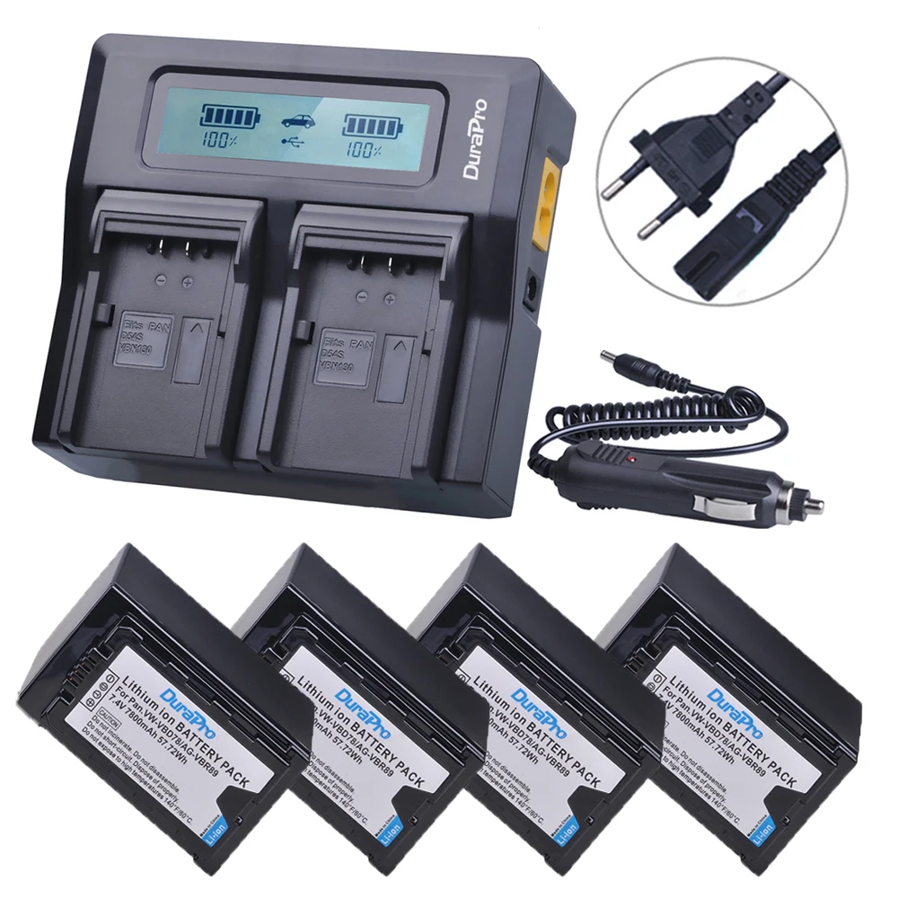 4 шт 7800mAH VW VBD78 AG VBR89 батарея + LCD быстрое зарядное устройство для Panasonic AJ HPX260MC HPX265MC