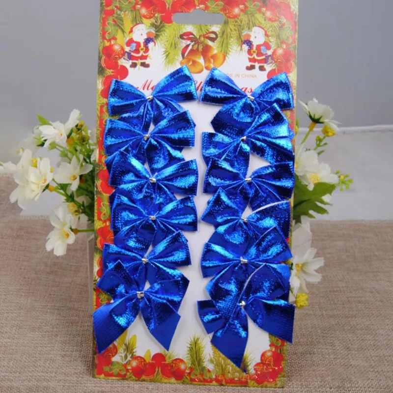 12 шт. новогодний бант золотого серебряного красного цветов синий украшения для