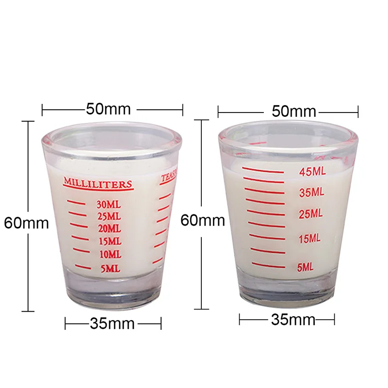 Стеклянная мерная чашка 30/60 мл стеклянная унция для эспрессо со шкалой кухонные