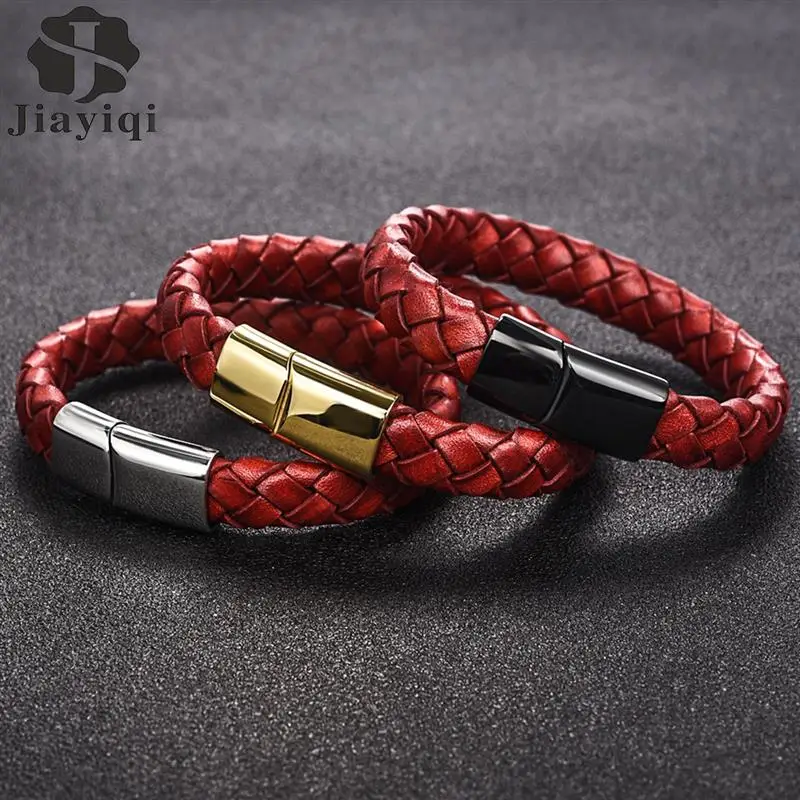 Модный Красные Мужские туфли из натуральной кожи браслет для мужчин ювелирные
