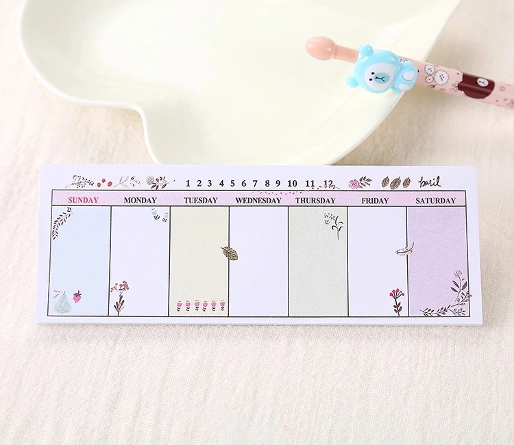 1 шт. (36 шт.) Милый Мультфильм Креативный Еженедельный план пост n times студенческие