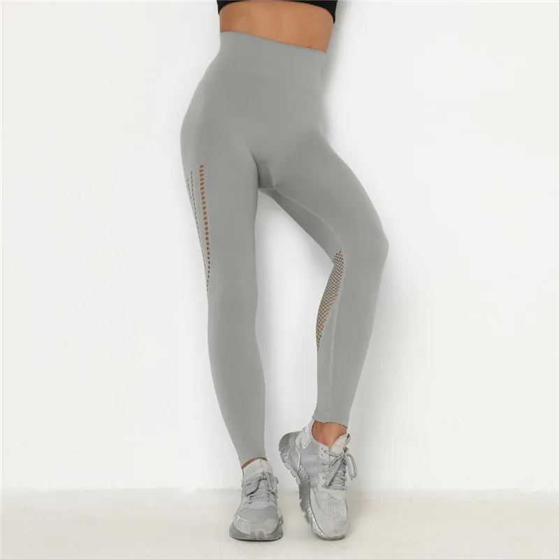 Бесшовные полые спортивные Леггинсы штаны для бега фитнеса йоги леггинсы с