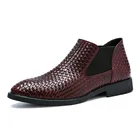 Мужские ботинки челси классические модные ботильоны из искусственной кожи мужская вязаная обувь повседневная обувь Ботинки синие красные ботинки для мужчин ботинки