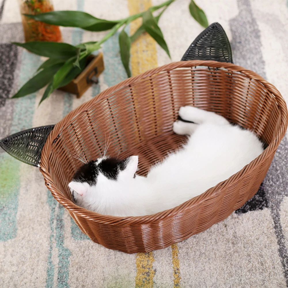 Hoopet корзина для кошек и мягкая деревянная кровать из ротанга милая пещерная