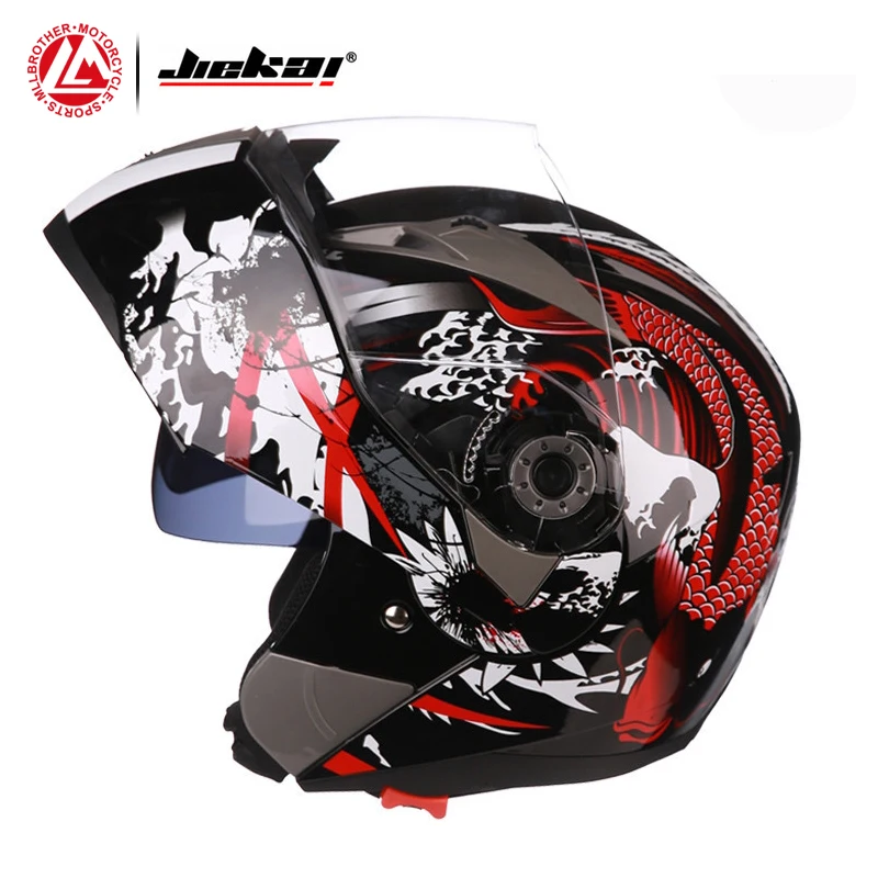 Мотоциклетный шлем Jiekai 105 с двойным козырьком в горошек | Автомобили и мотоциклы