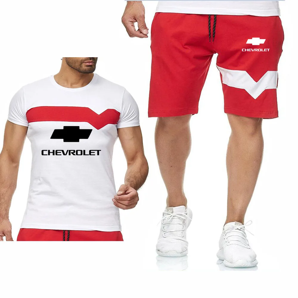 

Summe Mens Short Sets for Chevrolet Car Logo T-shirt Casual Male Cotton Round Neck Short-sleeved T-shirts Shorts Sports Suit