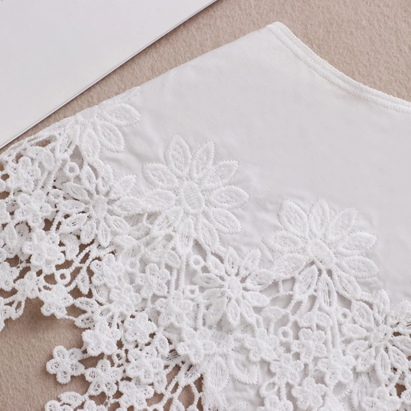 

White Detachable Doll Fake Collar Shawl Wrap Hollow Embroidery Necklace Shawl